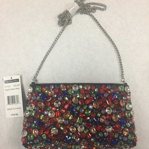 Adrianna Papell Black Nigella Rhinestone Jewel Bag